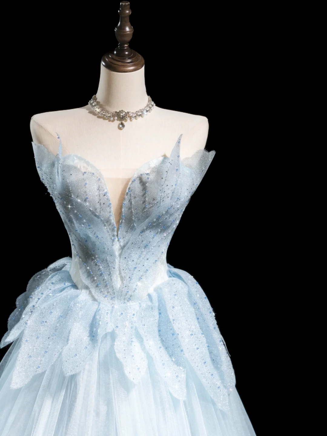Robe de bal élégante en tulle bleu ciel, décolleté en cœur, tenue de soirée, de remise de diplôme, RB1922