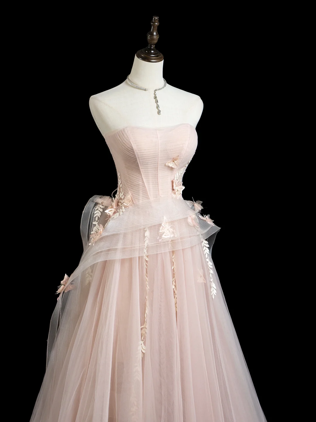 Robe de bal bustier en tulle rose blush, jolie robe de bal esthétique pour seniors, tenue de soirée, robe de remise de diplôme, RB1933