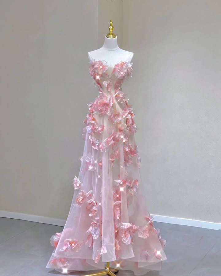 Robe de bal rose en tulle et dentelle, coupe trapèze, décolleté en cœur, pour adolescentes, tenue de soirée, RB1978
