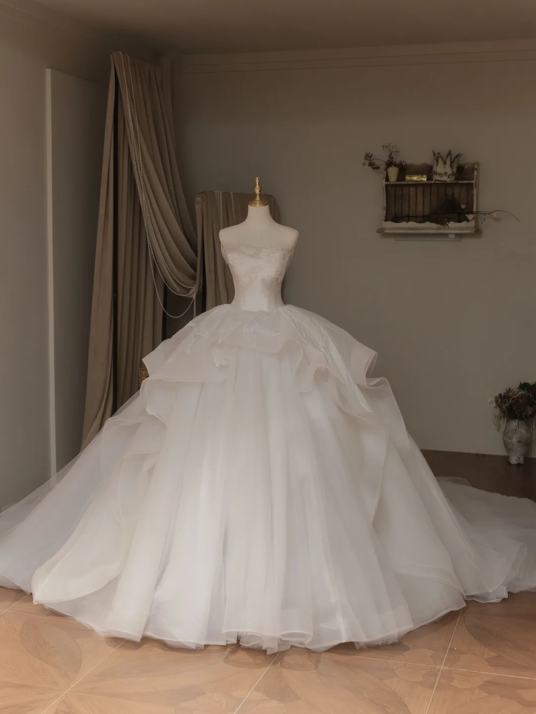 Robe de bal éthérée, bustier, sans manches, en tulle, corset ajusté, longue robe de mariée, robes de mariée en dentelle, RB2041