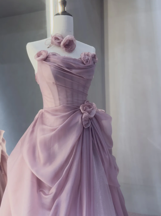 Charming Ball Gown Strapless Pink Prom Dresses Inspiration For Teens Formal Dress Party Outfits Prom Gown Ideas RB2048