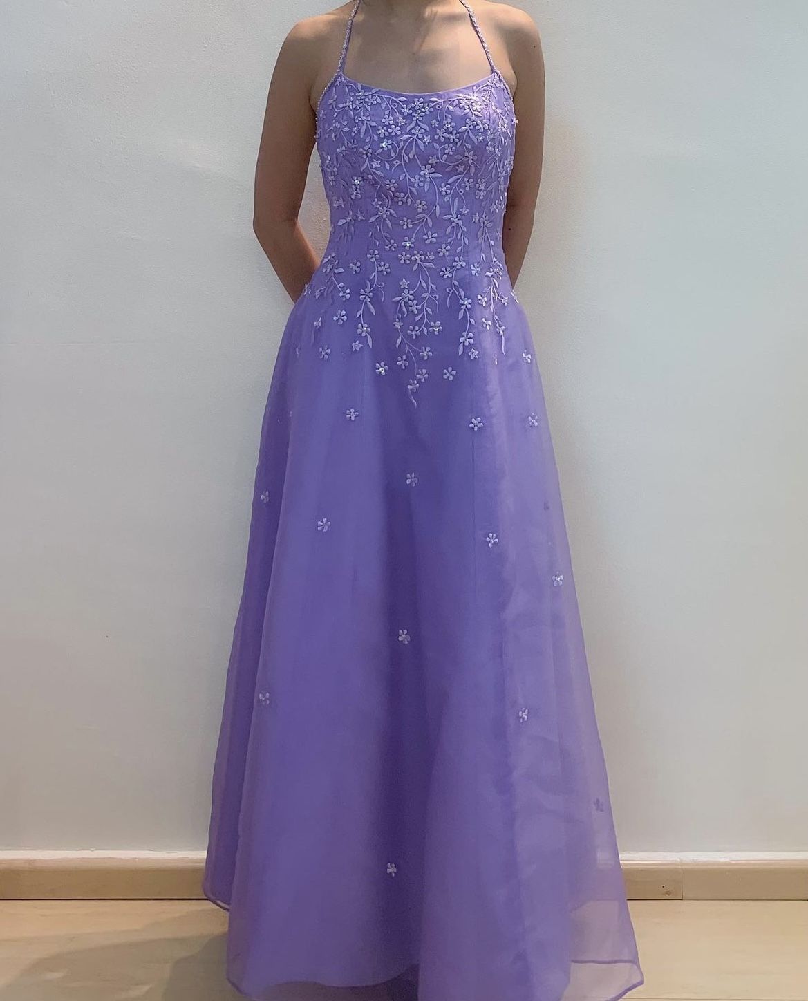 Modest A Line Halter Lilac Sleeveless Long Prom Dresses Inspiration Formal Gown RB2102