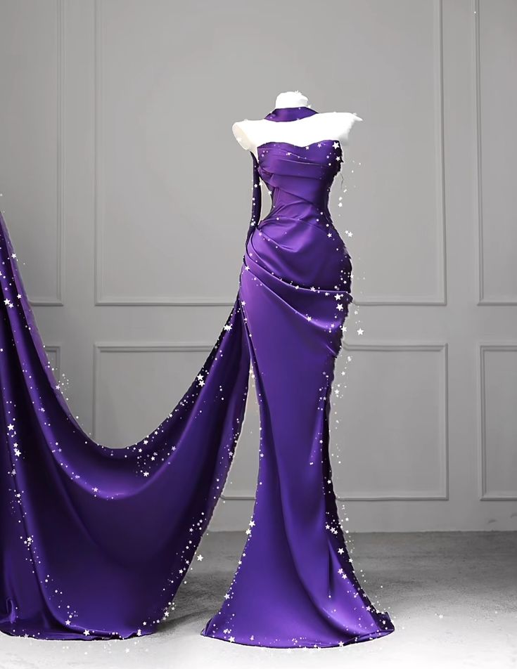 Robe de bal sirène simple, bustier, en satin plissé, couleur raisin, pour adolescentes, tenue de soirée formelle, robe de bal RB2116
