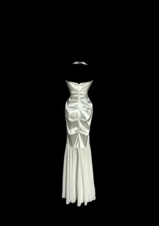 Charming Prom Dresses Mermaid White Sweetheart With Ruffled Long Evening Outfits N3429
