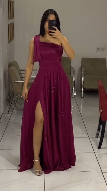 Elegantes A-Linie One-Shoulder-Schlitz-Pailletten-Ballkleid Inspiration Lange Party Formale Ballkleider RB719