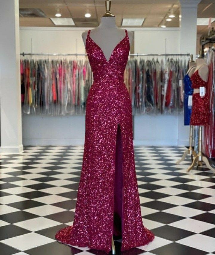 Robe de bal sirène à bretelles spaghetti et paillettes, tenue de soirée pour 21e anniversaire, robe de remise de diplôme, RB779