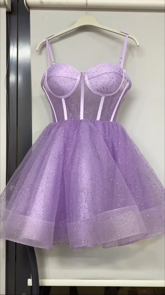 Trendy Ball Gown Spaghetti Straps Tulle Short 16th Birthday Dress Homecoming Dresses Cocktail Gown RB828