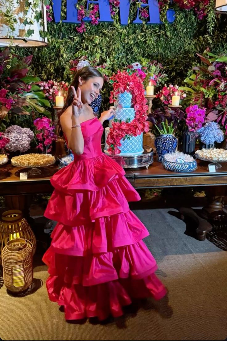 Robe de bal élégante sans bretelles en satin rose vif, robe longue de soirée, tenue de 18e anniversaire, robe de remise de diplôme RB980