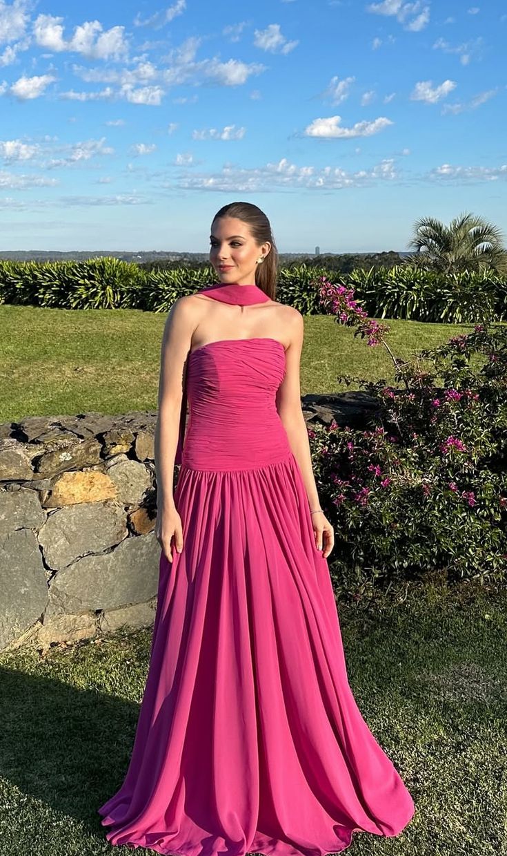 Robe de bal sirène sexy sans bretelles en satin rose vif, longue robe de soirée, tenue d'anniversaire pour 21 ans, robe de remise de diplôme RB993