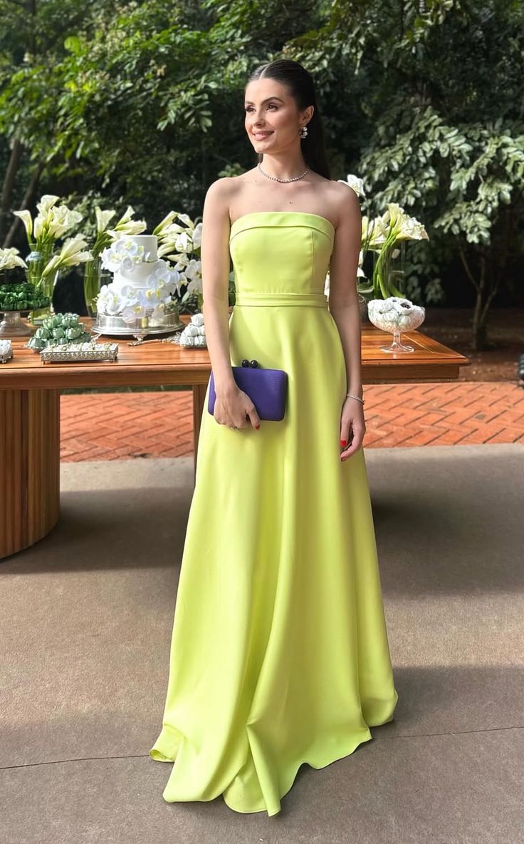 Robe de bal jaune longue sans manches, coupe trapèze, sans bretelles, tenue de soirée pour 22e anniversaire, robe de remise de diplôme, RB998