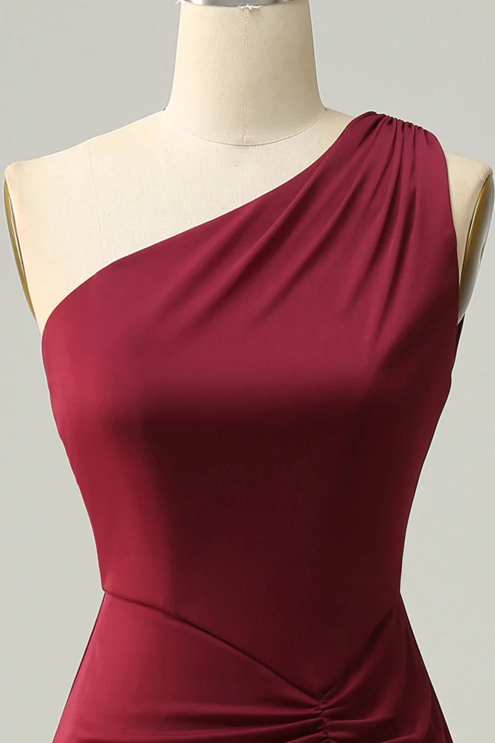 Mermaid One-Shoulder Burgundy Pleated Bridesmaid Dress RF0420