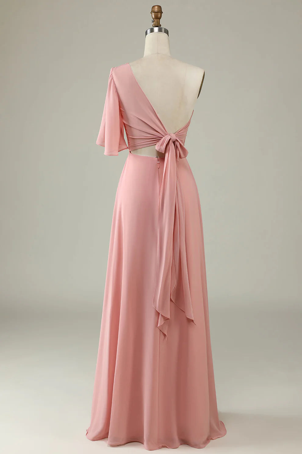 Dusty Blue One-Shoulder Chiffon Bridesmaid Dress RF0423