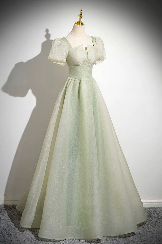 Green Tulle Long A-Line Prom Dress Formal Evening Dresses- RF0438