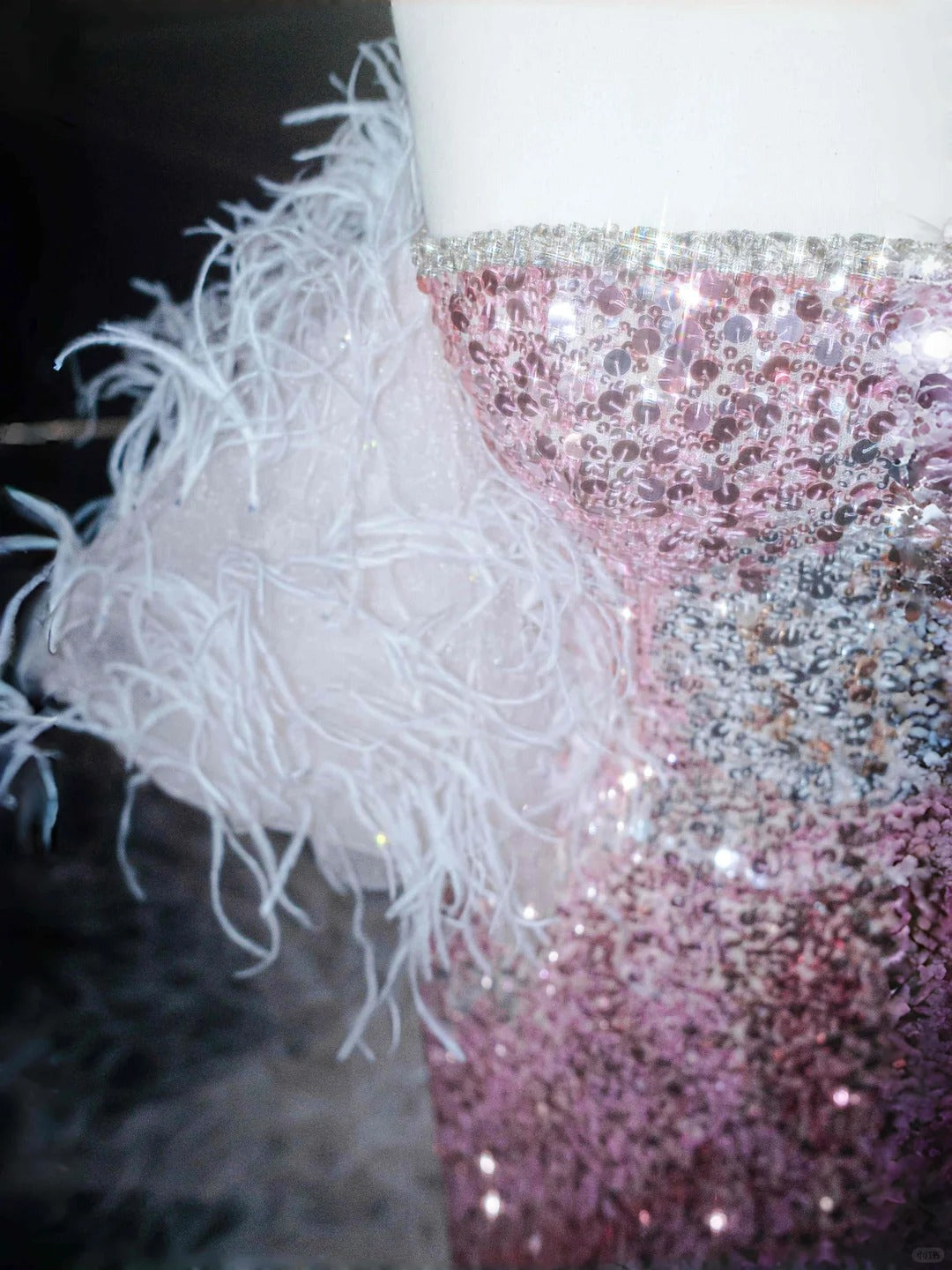 Beautiful Pink Strapless Sequin Sheath Prom Dresses Stunning Evening Dress with Train- RF0456
