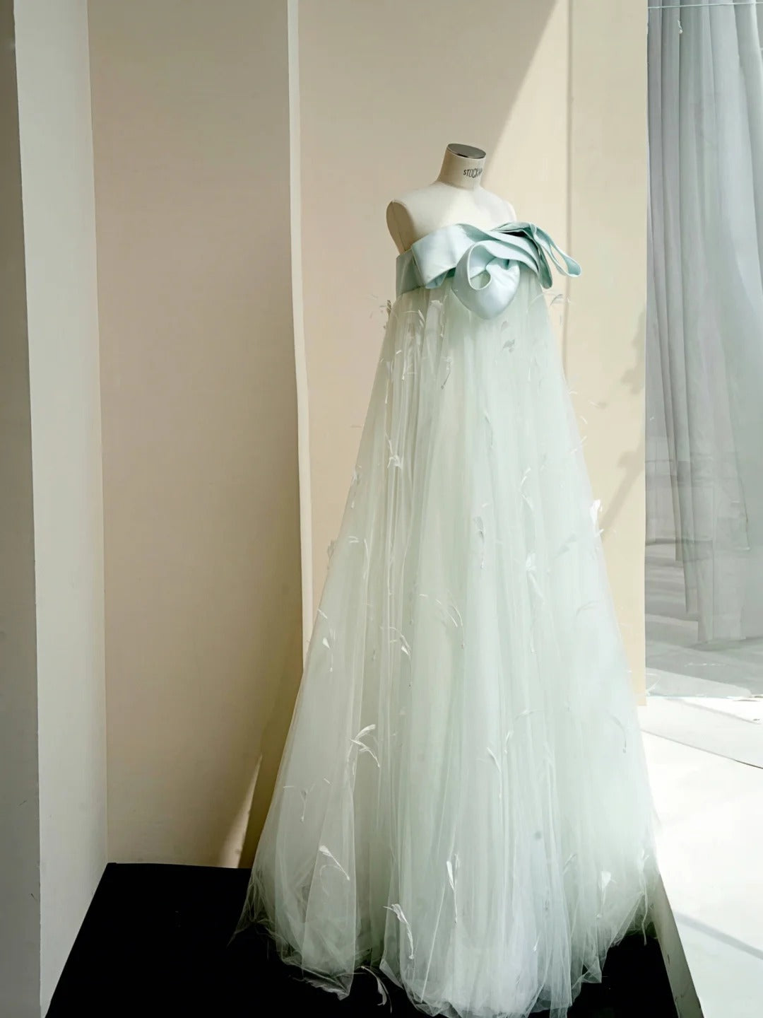 Lovely Tiffany Blue Strapless Tulle Sheath Prom Dresses Unique Evening Dress- RF0460