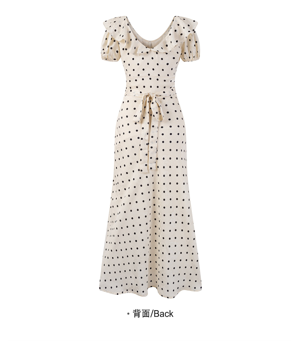 French Temperament Off-white Polka Dot V-neck Dress RF0544