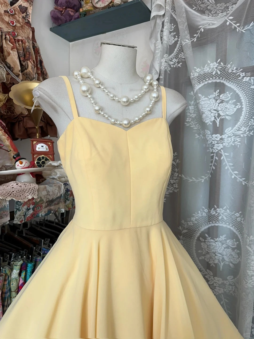 Glam Butter Yellow Spaghetti Strap Chiffon A-Line Evening Gown Homecoming Dress RF0584