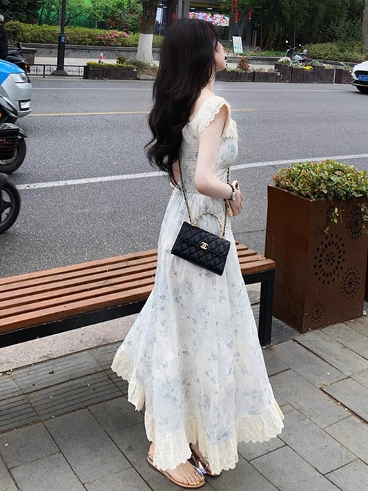 Elegant Floral Chiffon Coffee Break Summer New style Dress for Women RF0643