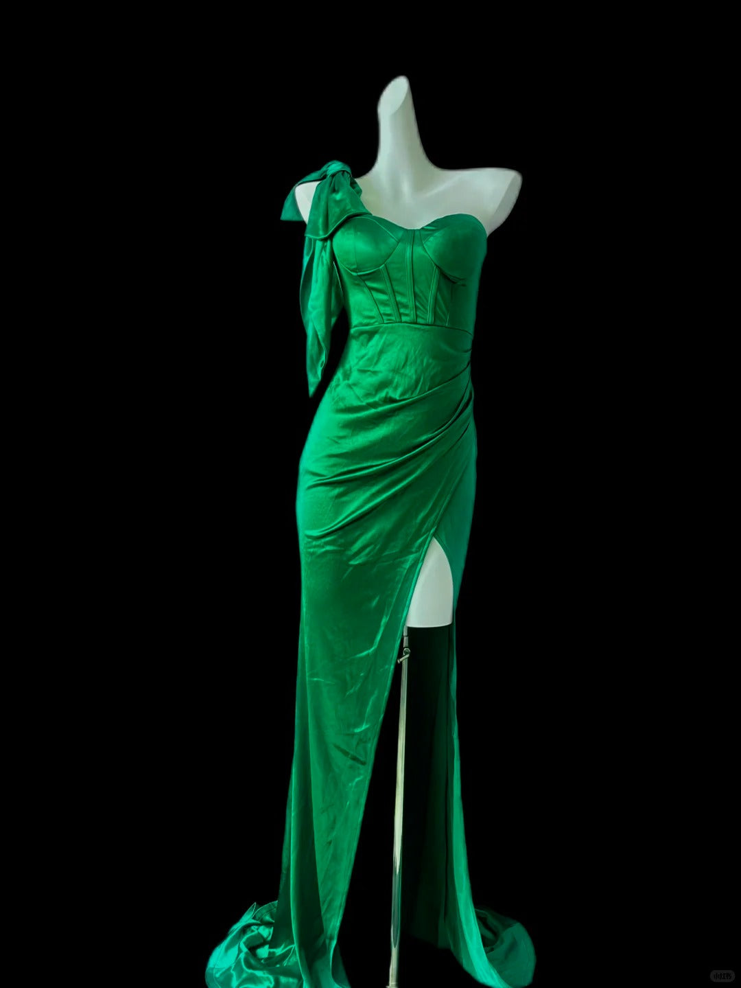 Wunderschönes blaues One-Shoulder-Bodycon-Satin-Schlitz-Langballkleid Formale Abendkleider RF0695