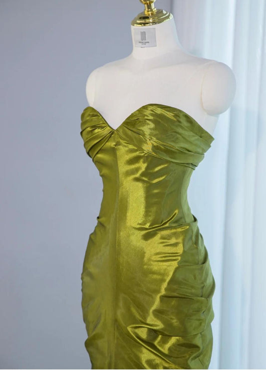 Gorgeous Green Sweetheart Mermaid Satin Long Prom Dresses Formal Evening Gowns RF0769
