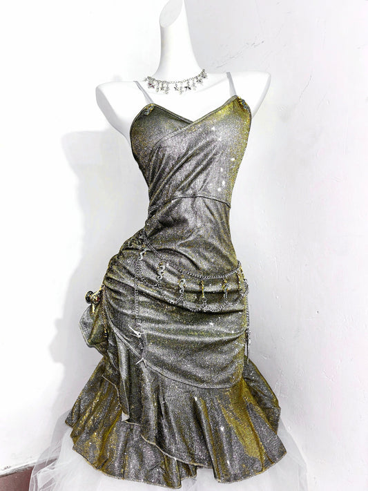 Gorgeous Olive Green Spaghetti Straps Sheath Short Party Dresses RF0889