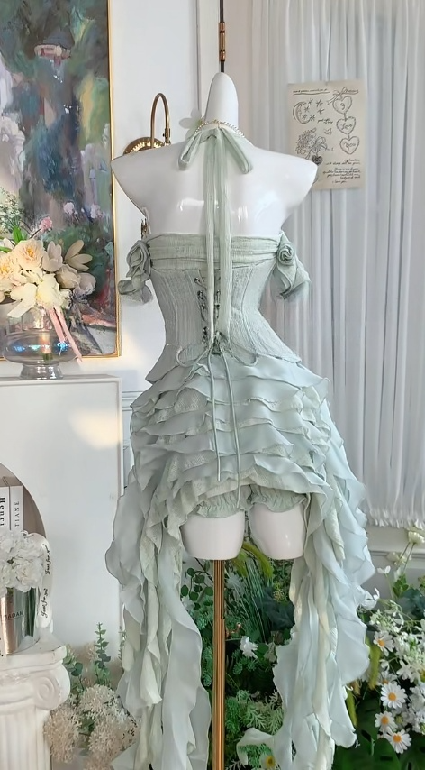 Gorgeous Green Halter Bodycon Chiffon Short Party Dresses RF0912