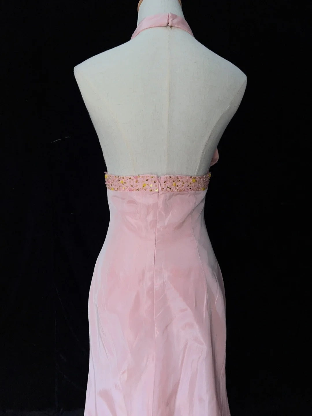 Zeitlose Ballkleider A-Linie Neckholder Rosa Chiffon Mit Perlen Lang Abendmode N3205