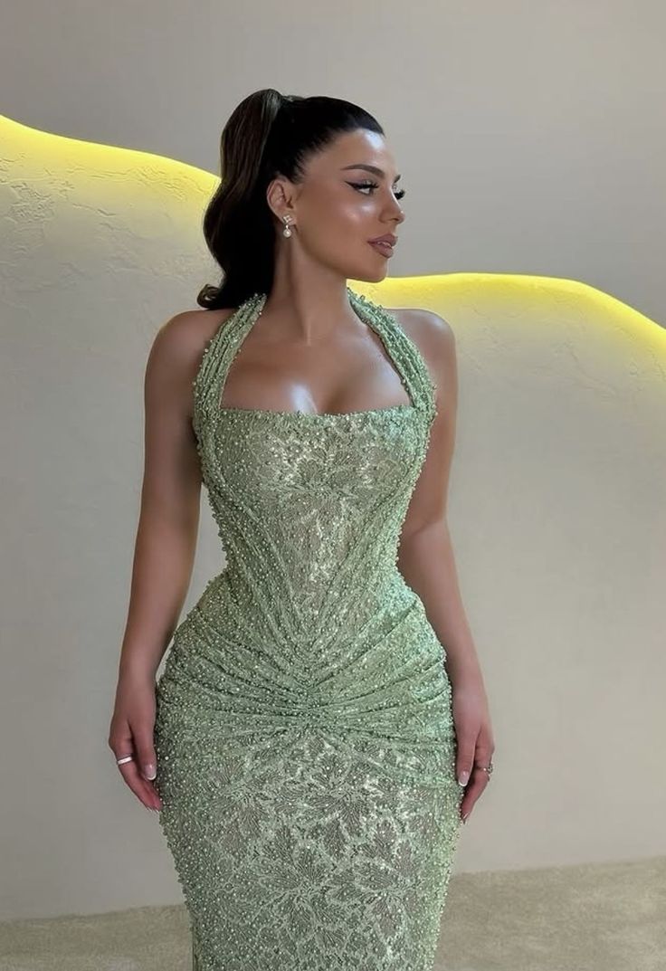 Robe de bal sirène scintillante à paillettes vert menthe pour adolescentes, tenue de soirée formelle, RB2004
