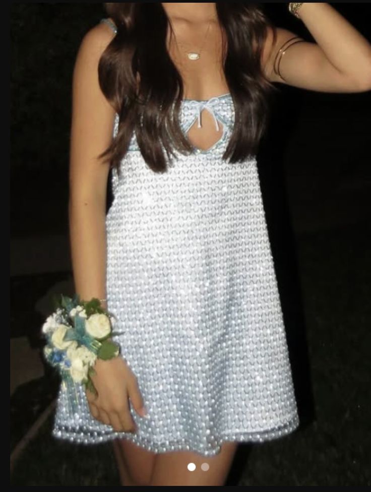 Glitzerndes A-Linien-Spaghettiträger Hellblau Ärmelloses Pailletten-Minikleid für den Abschlussball Kurze Inspo Senior Homecoming Outfits RB3524