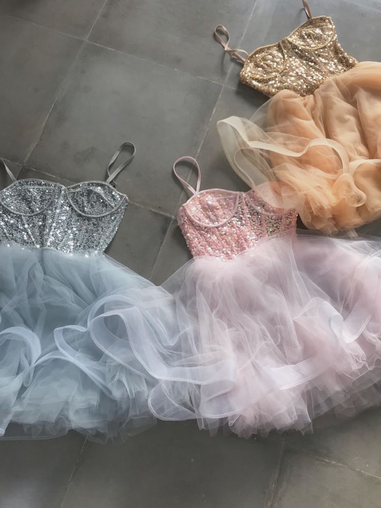 Sweet Ball Gown Spaghetti Straps Tulle Mini Short Hoco 20th Birthday Dress Homecoming Dresses RB4158