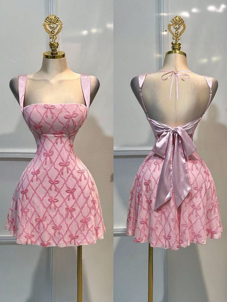 Dreamy A Line Square Neck Pink For Barbie Girls Party Dress Short Mini 18th Birthday Dresses Hoco Outfits RB3539