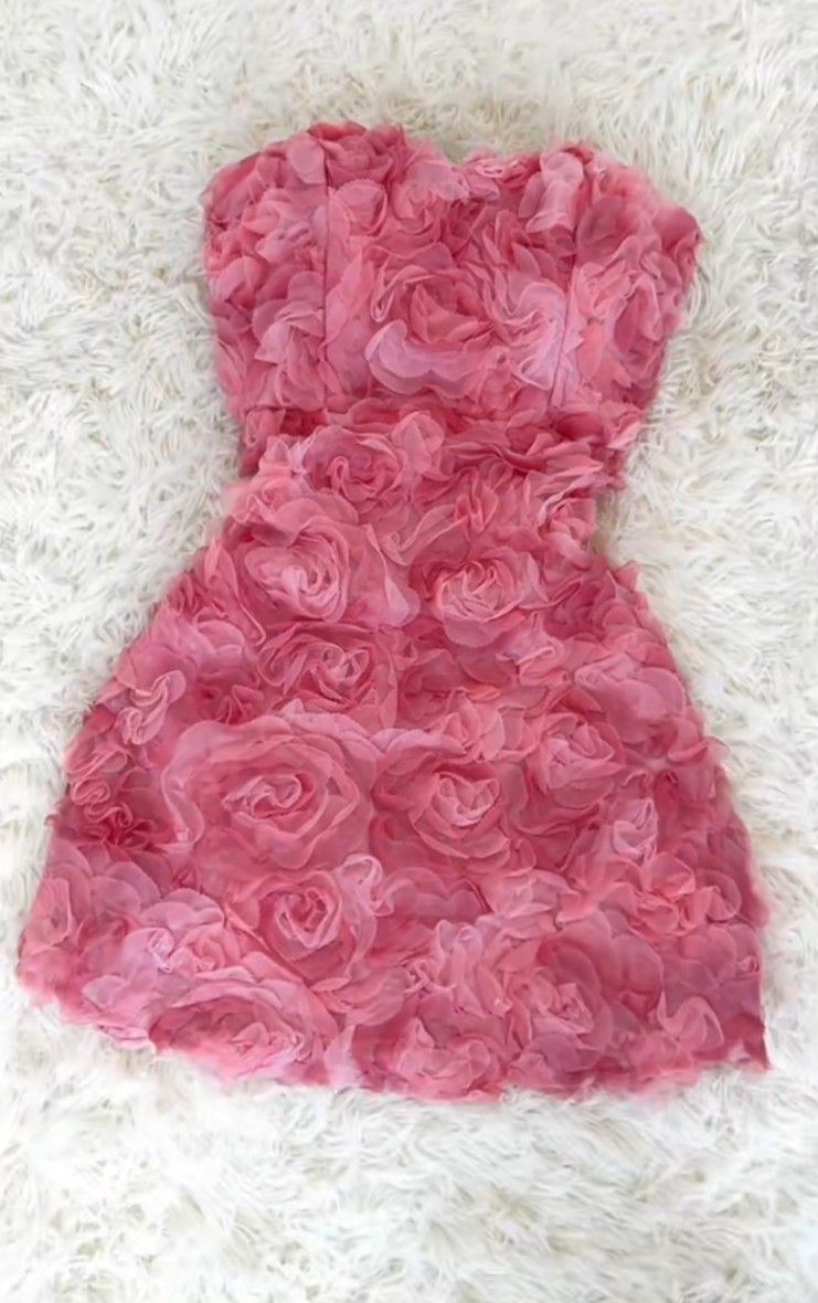 Cute A Line Strapless Floral Pink Mini Homecoming Dresses High Shool Grad Hoco Outfits RB4607