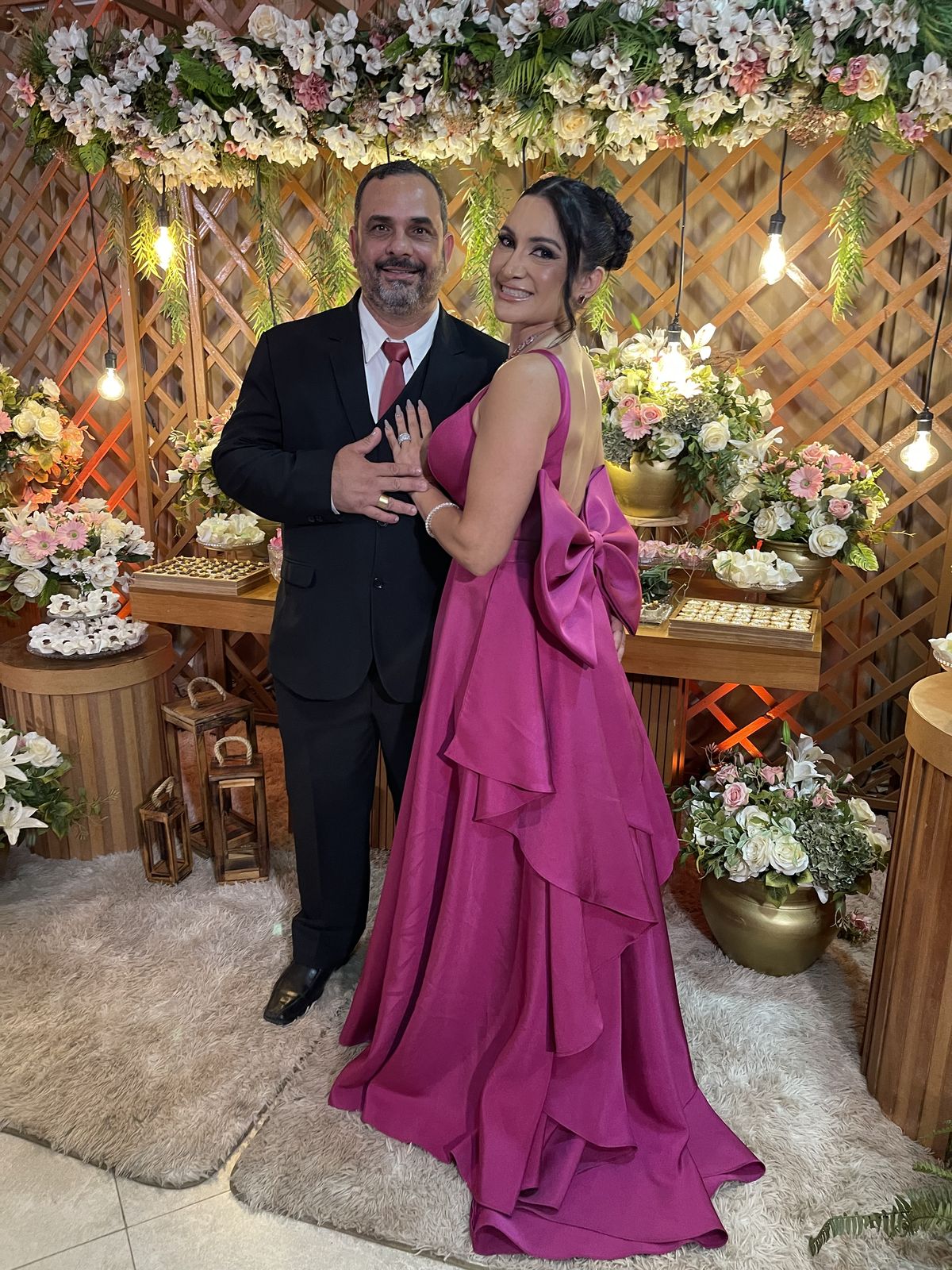 Modest A Line Satin Fuchsia Open Back With Bow Prom Dresses Long for Women Formal Evening Gown AB178