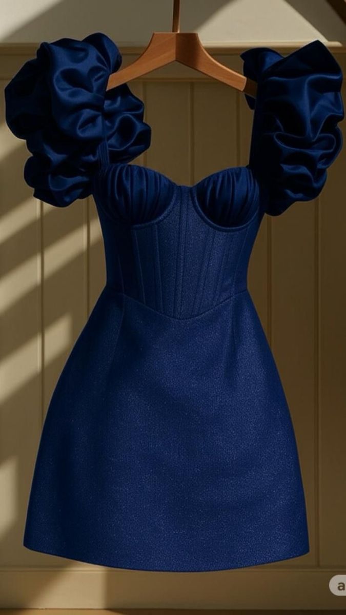 Cocktailkleid Ballkleid Trägerlos Königsblau Satin Kurz Homecoming Abschlussball Outfits RB4613
