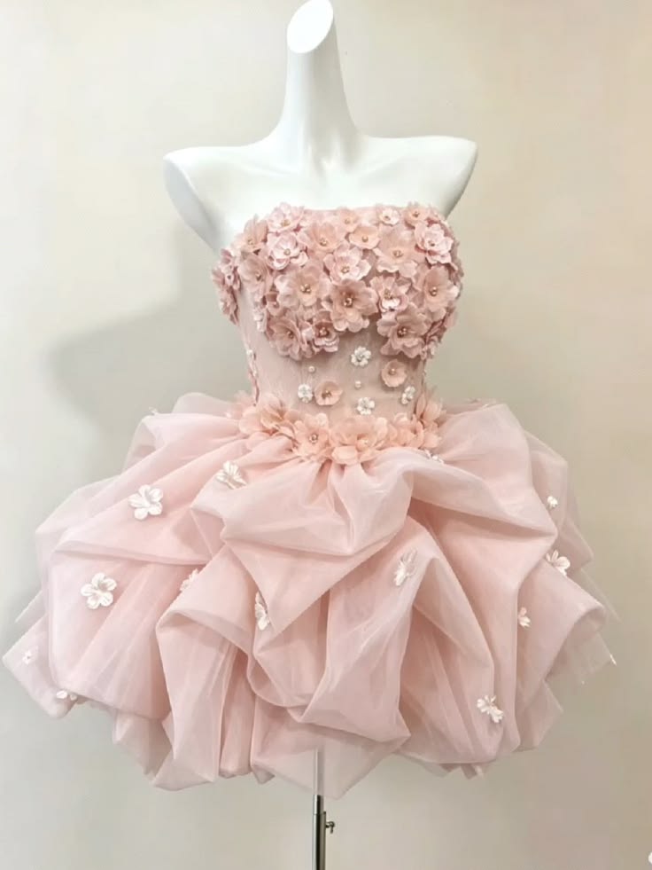 Wunderschönes Ballkleid Trägerlos Pink Mini Abschlusskleider Kurze Inspo Senior Homecoming Outfits RB3549