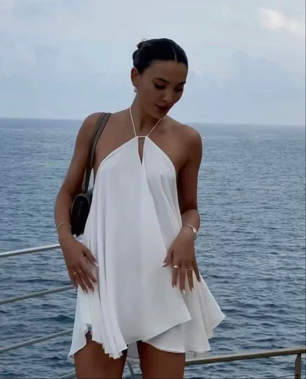 Trendy A Line Halter Chiffon White Short 16th Birthday Dress Freshman Homecoming Dresses Cocktail Gown B683