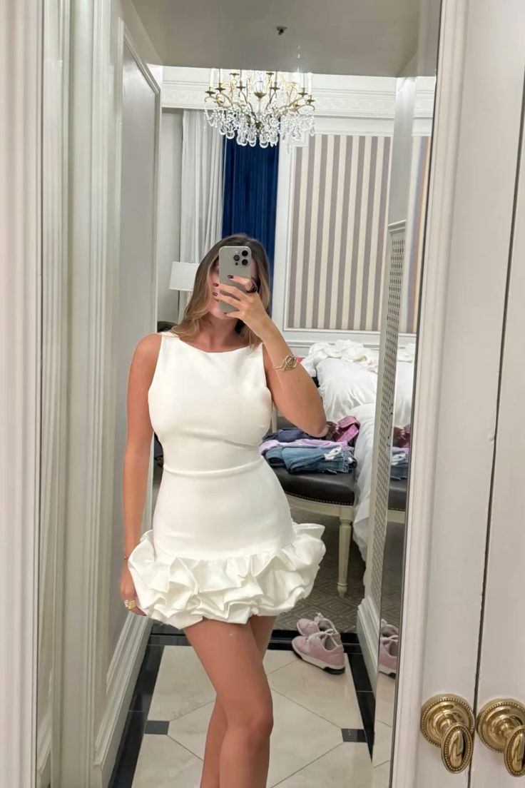 Robe fourreau courte en satin blanc, robe de cocktail, robe de soirée, robe de soirée, RB006