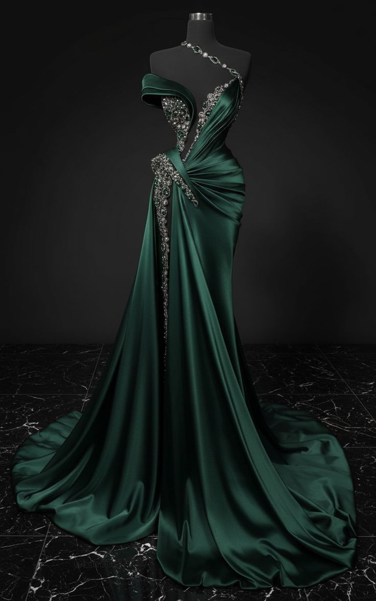Robe de soirée sirène modeste à épaules dénudées, asymétrique, vert foncé, longue, fendue, AB829