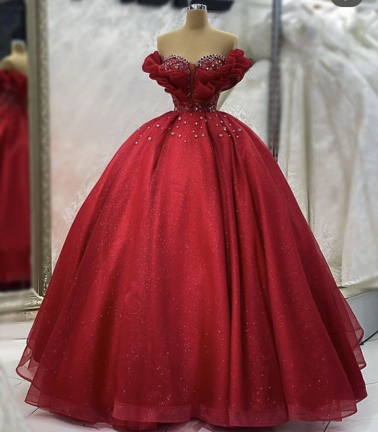 Burgunderrotes Ballkleid, schulterfrei, Pailletten, luxuriöses Geburtstagskleid für Quinceañera, Sweet 15 und 16, AB1812