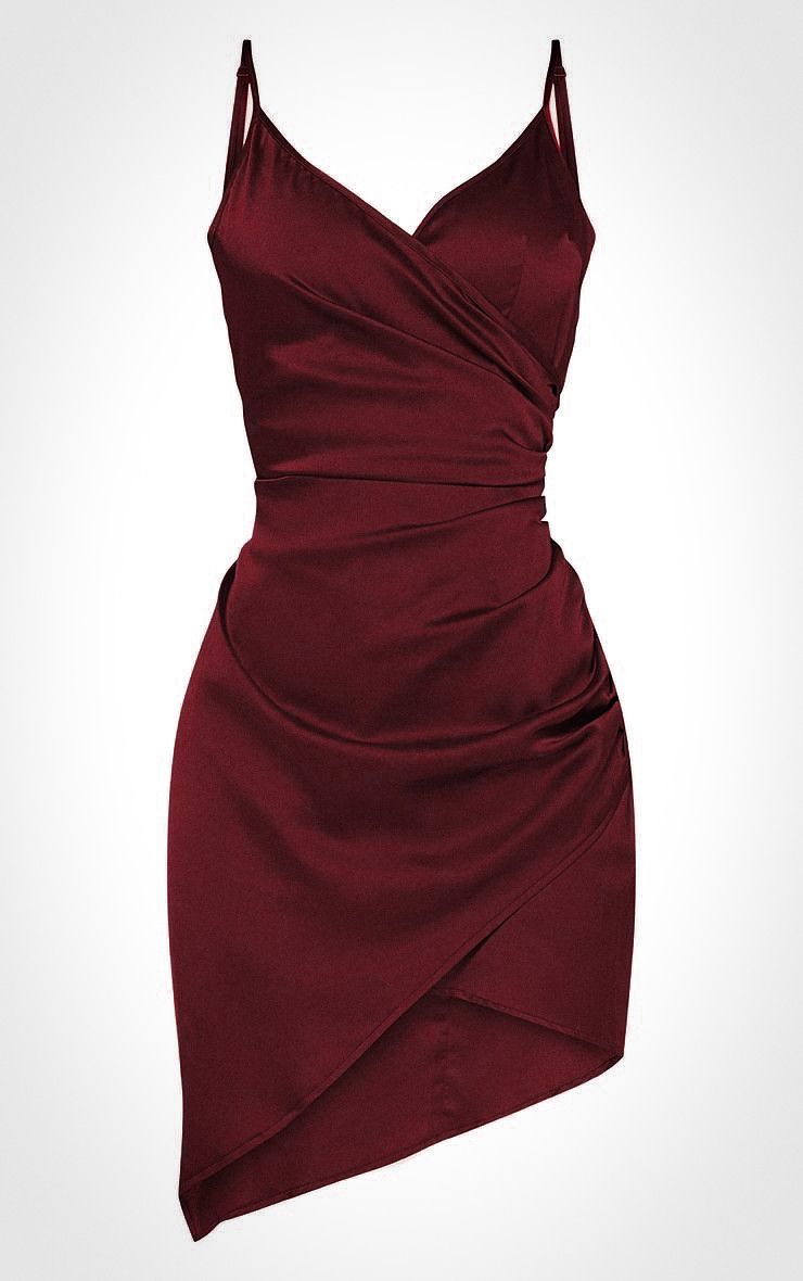 Sexy Sheath Spaghetti Strap Burgundy Satin With Fold Freshman Graduation Dresses Inspo Senior Homecoming Outfits RB4723