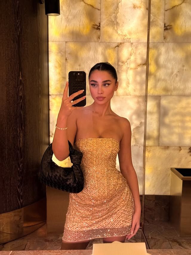 Luxurious Sheath Strapless Gold Sequin For Teens Women Party Short Mini 20th Birthday Dresses Hoco Outfit RB3681