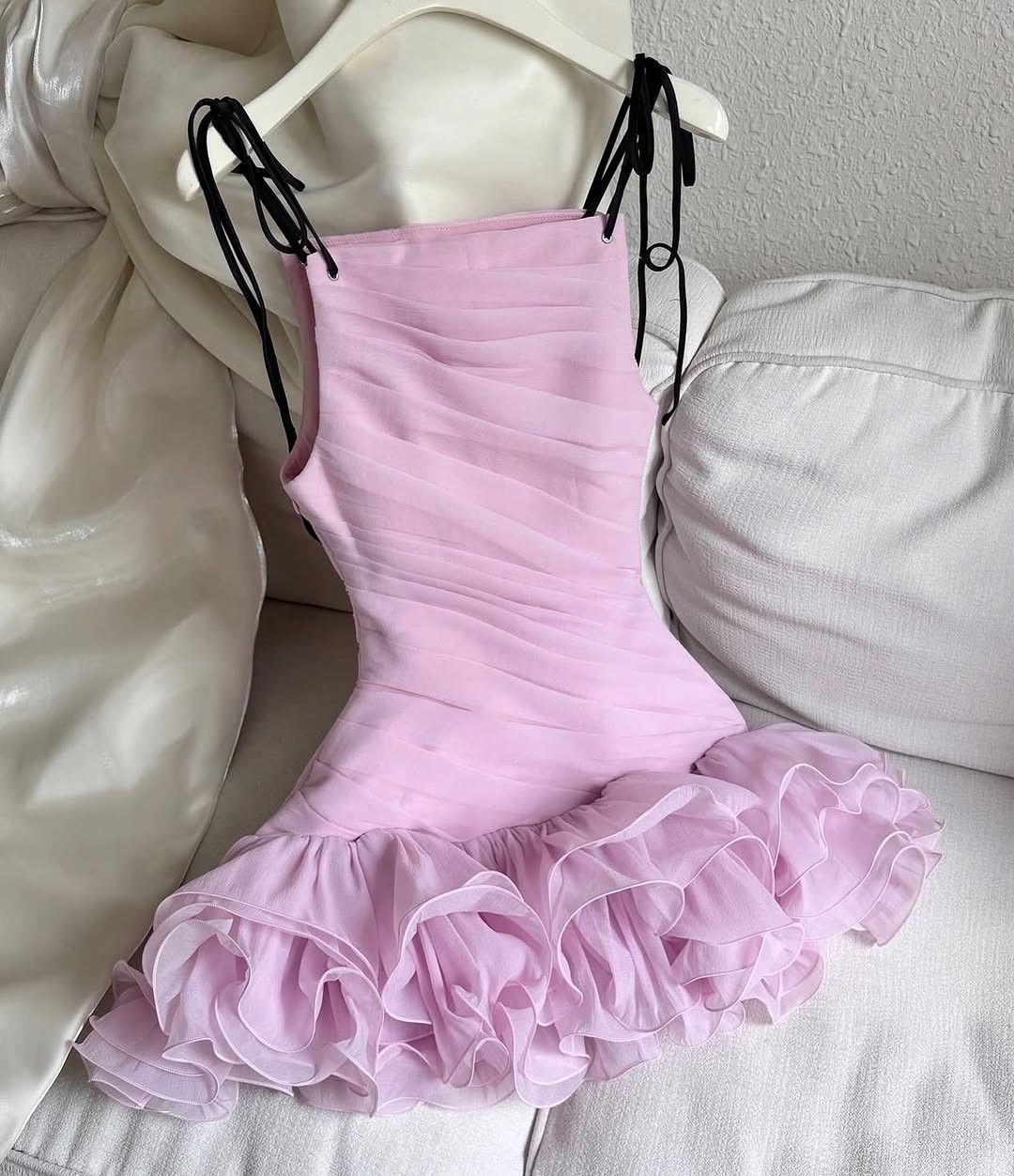 Simple Sheath Spaghetti Strap Lilac Ruffled Mini Hoco & Homecoming Dress Ideas Senior High Schools Party Dresses RB6508