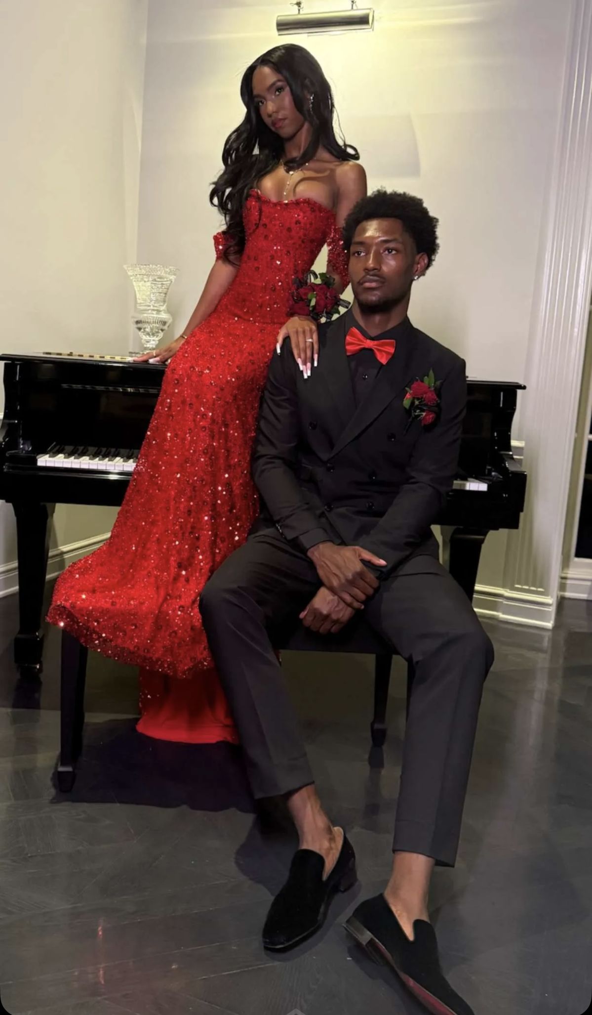 Chic Mermaid Off The Shoulder Red Beaded Sequin Prom Dresses Long Party Dress Prom Gowns DH2934
