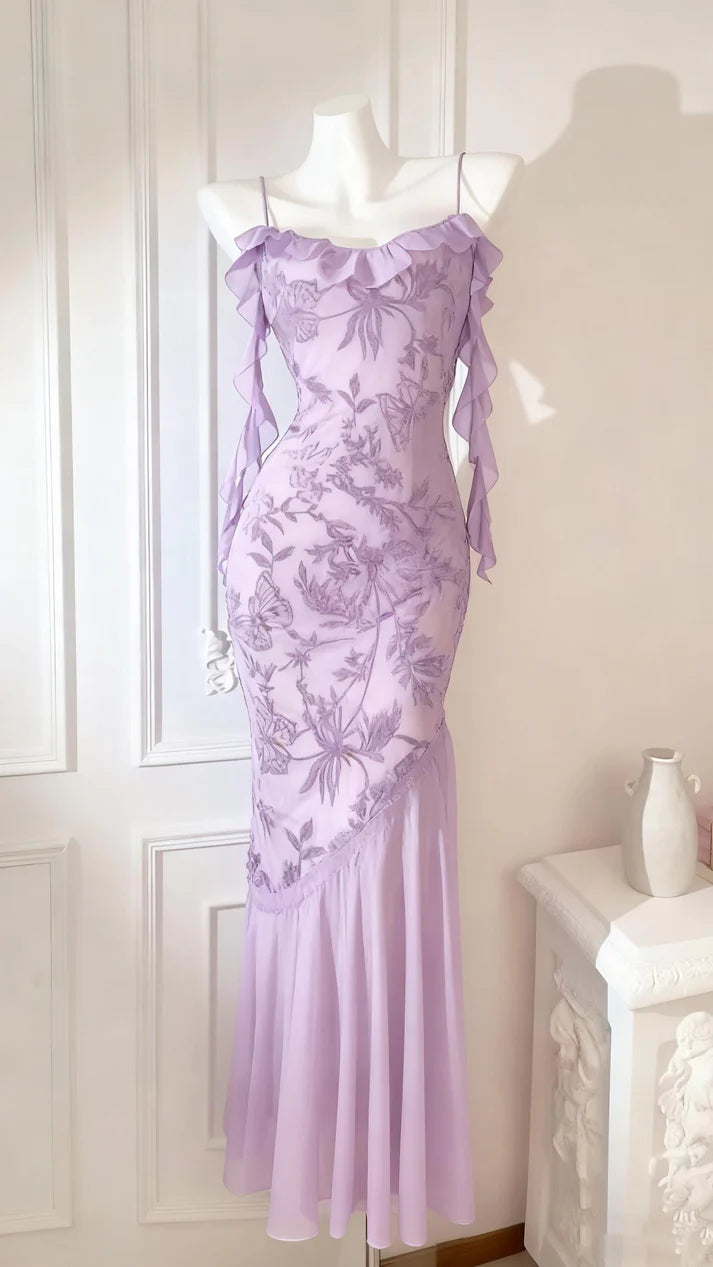 Robe de bal sirène vintage à bretelles spaghetti en dentelle noire, tenue de soirée pour 18e anniversaire, RA076