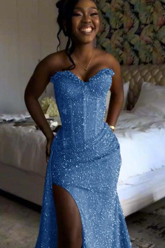Orangefarbenes Meerjungfrauen-Abendkleid, ärmellos, mit Pailletten und Herzausschnitt, formelles Abendkleid für Damen AB1531