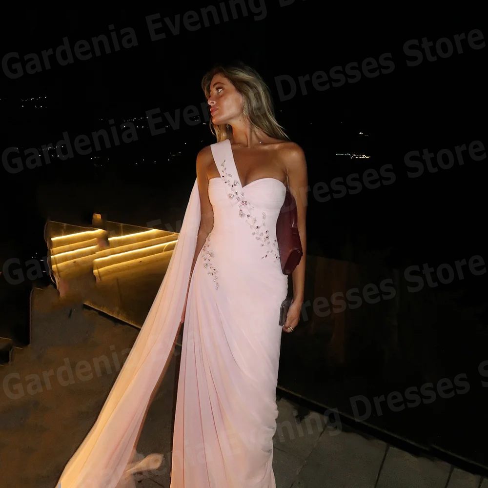 Sexy Meerjungfrauen-Abendkleid für Damen, ärmellos, Ballkleid, individuell gestaltet, einseitig schulterfrei, rückenfrei, Applikation AB921
