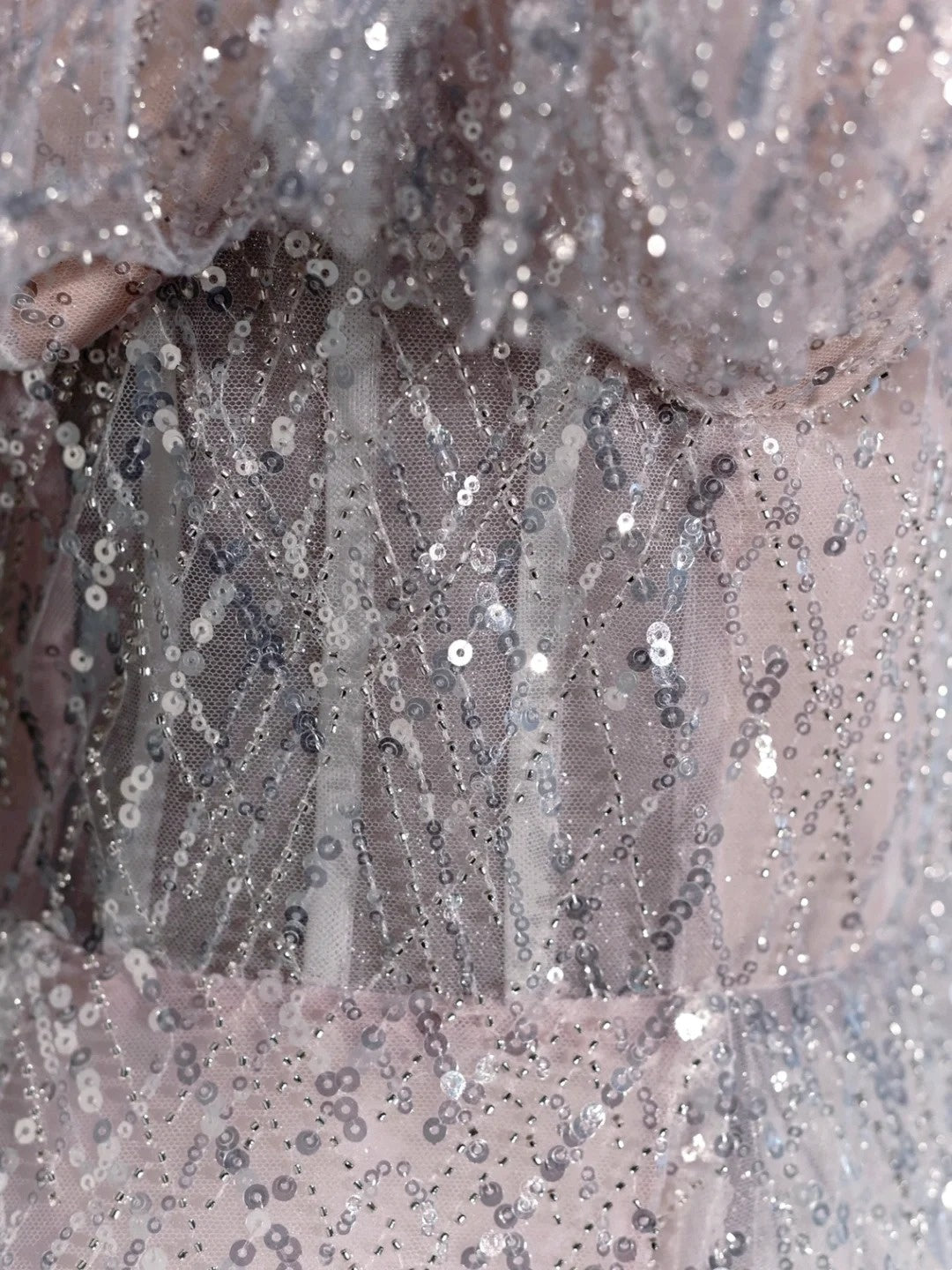 Prinzessinnen-Ballkleid mit Spaghettiträgern, staubblau, Pailletten, Frühlingsinspiration, langes Abendkleid N1237