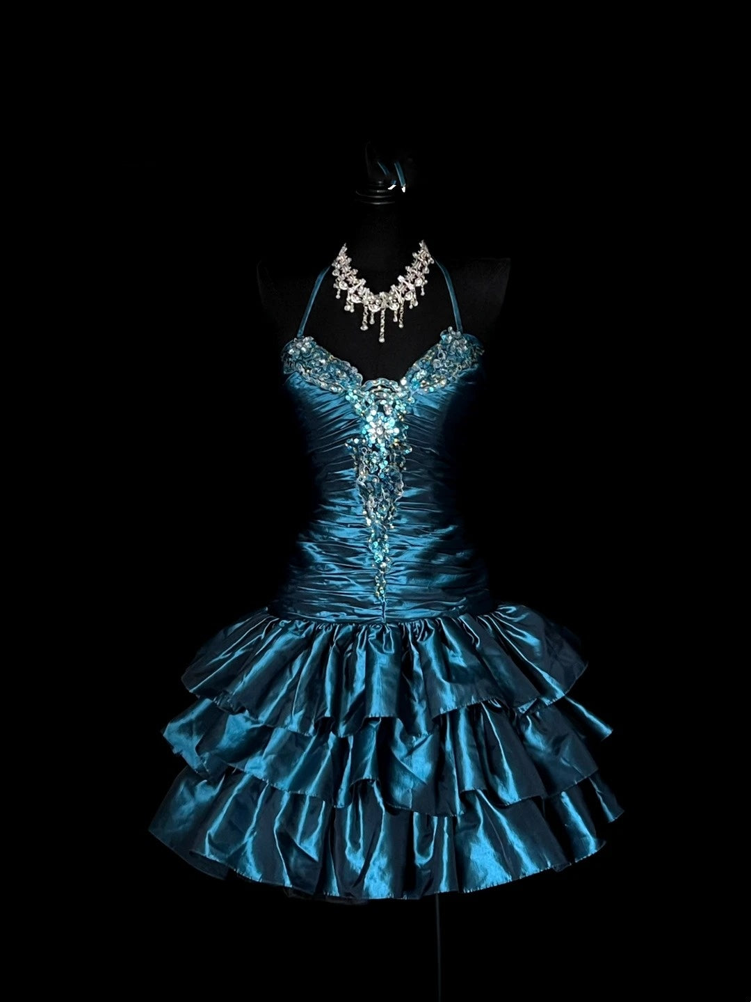 Vintage Ballkleid, marineblau, Neckholder, tiefe Taille, Hoco-Kleider, kurzes Geburtstagskleid, Homecoming-Kleider, Hoco-Kleid N957