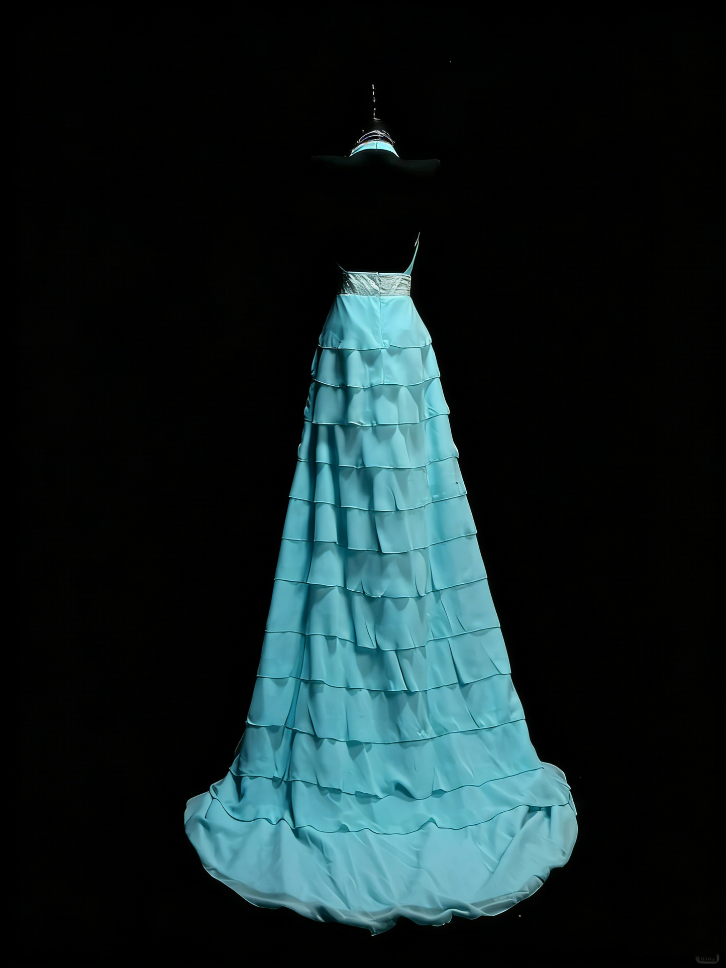 Prinzessinnen-A-Linien-Kleid mit Neckholder, blauem Chiffon, gestuften Rüschen, langes Ballkleid, Abendgarderobe, formelles Kleid N985