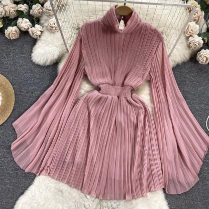 High Neck Chiffon Long Sleeve Dress RF0004